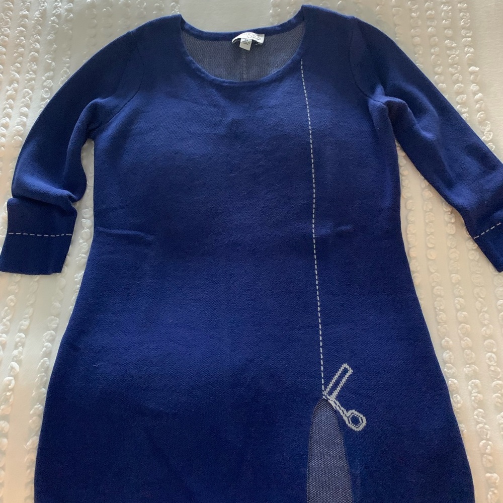 Attitudes by Renee Sapphire Blue Scissor Tunic Size XS 3/4 Sleeve BNWOT